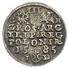 trojak 1585, Olkusz, odmiana z literami G-H przy Orle i Pogoni, Iger O.85.2.b (R1), lekko brunatna..