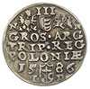 trojak 1586, Olkusz, odmiana z literami N-H przy