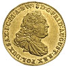dukat 1750, Drezno, Aw: Popiersie i napis wokoło, Rw: Tarcze herbowe i napis wokoło, złoto 3.44 g,..