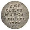 2 grosze srebrne (półzłotek) 1766, Warszawa, tarcza szeroka, Plage 244, piękny