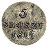 5 groszy 1811, Warszawa, litery IS, przebitka z 1/24 talara pruskiego, Plage 95