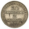 30 kopiejek = 2 złote 1839, Warszawa, środkowe pióro w ogonie Orła w równej linii z pozostałymi pi..