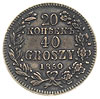 20 kopiejek = 40 groszy 1850, Warszawa, wiązanie bez żołędzi, Plage 397, Bitkin 1263, ładne, ciemn..