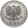 100 złotych 1986, Szwajcaria, Jan Paweł II, na rewersie wypukły napis PRÓBA, srebro 14.20 g, Parch..