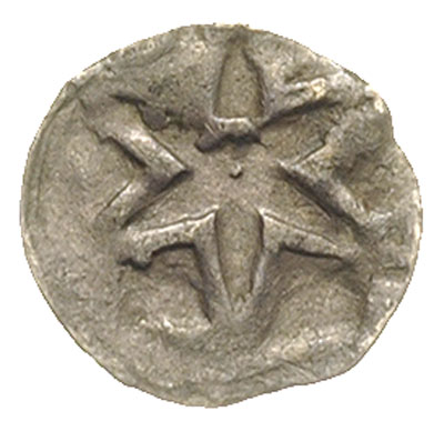 denar XV w., Aw: Sześcioramienna gwiazda, Rw: Sz
