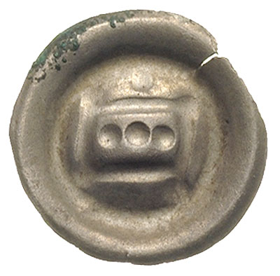 brakteat ok. 1297-1308, Prostokąt z trzema kulkami w środku, powyżej kulka, 0.21 g, BRP Prusy T7.7