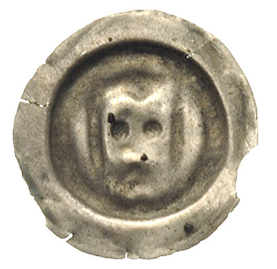 brakteat ok. 1360-1364, Zmodyfikowana brama- dwie kulki pośrodku, powyżej i poniżej krzyżyk, 0.13 g, BRP Prusy T14.5