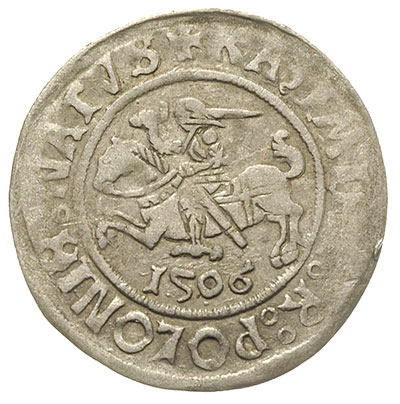 grosz 1506, Głogów, Fbg. 296, moneta królewicza Zygmunta jako księcia głogowskiego, dość ładna z blaskiem menniczym