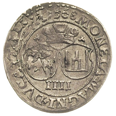 czworak 1568, Wilno, Ivanauskas 10SA28-3, z powodu dwukrotnego odbicia stempla nieco fantazyjny napis, ładnie zachowany egzemplarz, patyna