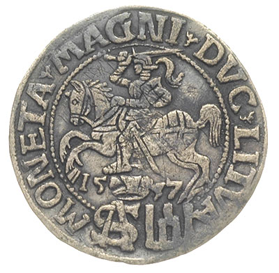 grosz na stopę polską 1547, Wilno, odmiana z małą głową króla, Ivanauskas 5SA6-3, patyna