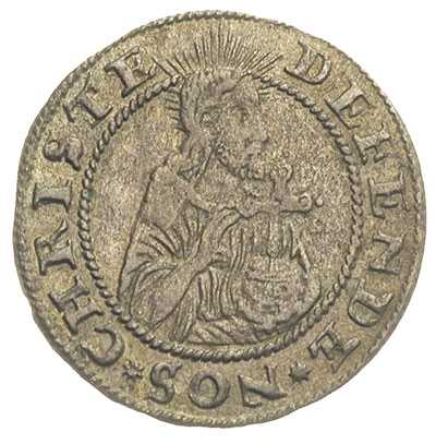 grosz oblężniczy 1577, Gdańsk,  moneta \bez kawki\" wybita w czasie gdy zarządcą mennicy był K. Goebl