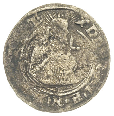 grosz oblężniczy 1577, Gdańsk, odmiana \z kawką\" na awersie i rewersie wybity w czasie