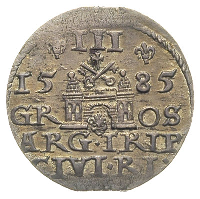 trojak 1585, Ryga, odmiana z dużą głową króla, I