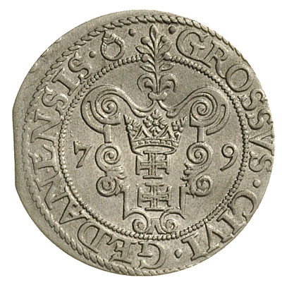 grosz 1579, Gdańsk, kropka kończy napis na awers