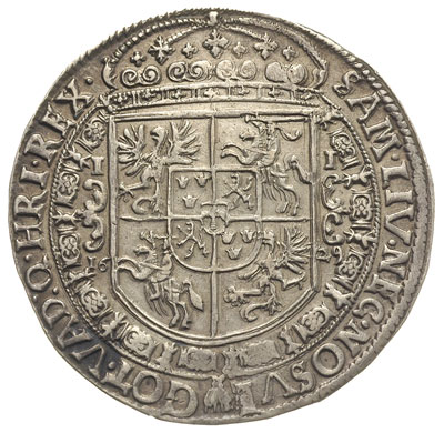 talar 1629, Bydgoszcz, odmiana z herbem podskarbiego pod popiersiem króla, 28.56 g, Dav. 4316, T. 6, ładnie zachowany, patyna