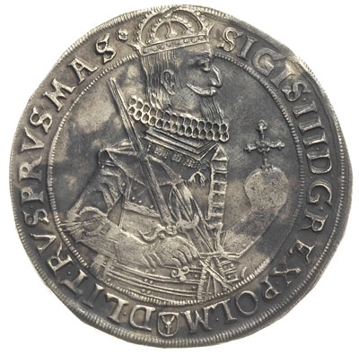 talar 1630 (?), Bydgoszcz, odmiana z wąskim popiersiem króla, 27.83 g, Dav. 4315, T. 6, drobna wada bicia, nierówna, czarna patyna