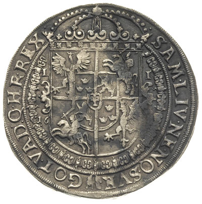 talar 1630 (?), Bydgoszcz, odmiana z wąskim popiersiem króla, 27.83 g, Dav. 4315, T. 6, drobna wada bicia, nierówna, czarna patyna