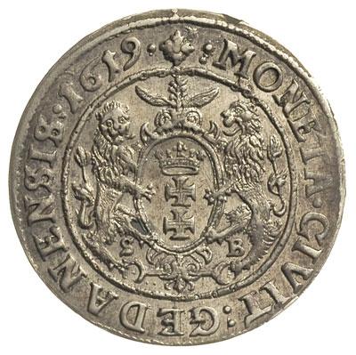 ort 1619, Gdańsk, moneta rzadko spotykana w tak 