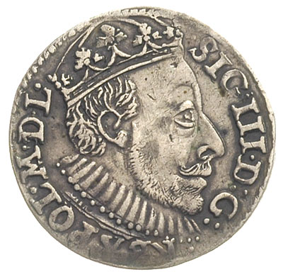 trojak 1588, Olkusz, odmiana z dużą głową króla, Iger O.88.6.b (R3), moneta z 21 aukcji WCN, bardzo rzadki, patyna