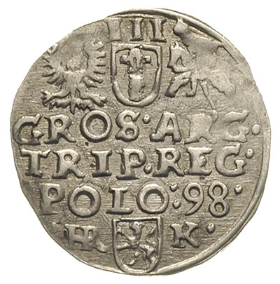 trojak 1598, Wschowa, litery HR - K, Iger W.98.2.d, moneta w starszej literaturze przypisywana mennicy krakowskiej