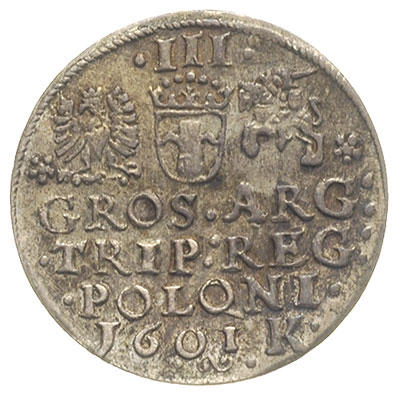 trojak 1601, Kraków, popiersie króla w lewo, Iger K.01.1.a (R1), ładnie zachowany, delikatna patyna
