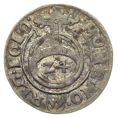 półtorak 1614, Bydgoszcz, rzadki typ monety z Orłem i cyfrą 24 na awersie, T. 1.50, ładne lustro mennicze