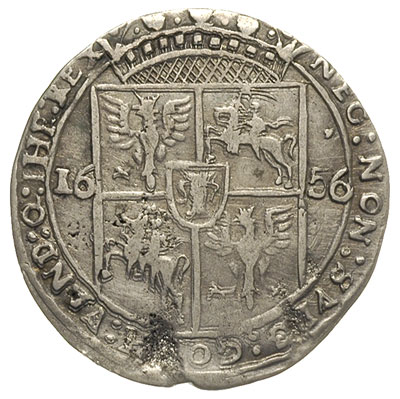ort 1656, Lwów, odmiana z małą głową króla, T.4, charakterystyczne dla monet lwowskich wady mennicze, ale w pełni czytelny napis, moneta z 38 aukcji WCN