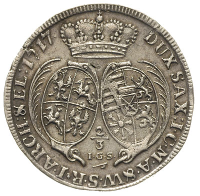 2/3 talara (gulden) 1717, Drezno, Kahnt 129, Dav