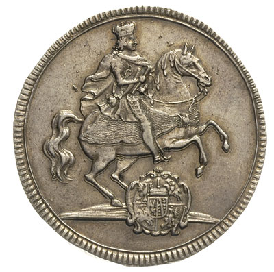 półtalar wikariacki 1711, Drezno, Aw: Król na koniu, Rw: Daw stoły i insygnia, Kahnt 284, Merseb. 1491, delikatna patyna