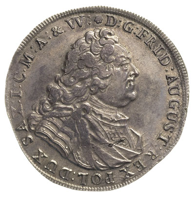 talar 1748, Drezno, 29.10 g, Schnee 1028, Dav. 2665, na awersie drobna wada blachy, ale ładnie zachowany, patyna