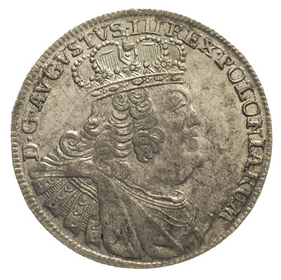 ort 1755, Lipsk, Olding 479, Merseb. 1782, duża głowa króla, dość ładnie zachowany egzemplarz