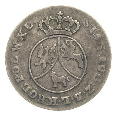 2 grosze srebrne (półzłotek) jednostronny - wada wybicia (na rewersie odbity negatyw z awersu drugiej monety), 2.49 g, ciekawostka numizmatyczna, patyna