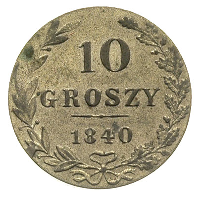 10 groszy 1840, Warszawa, odmiana bez kropek, Plage 106, Bitkin 1182, delikatna patyna