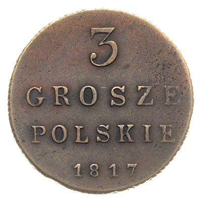 3 grosze 1817, Warszawa, Iger KK.17.1.a (R), Plage 150, Bitkin 868, patyna