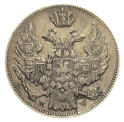 15 kopiejek = 1 złoty 1836, Warszawa, 9 piór w ogonie orła, Plage 405, Bitkin 1166