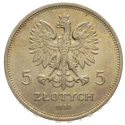 5 złotych 1930, Warszawa, Sztandar, Parchimowicz 115.a, piękny egzemplarz