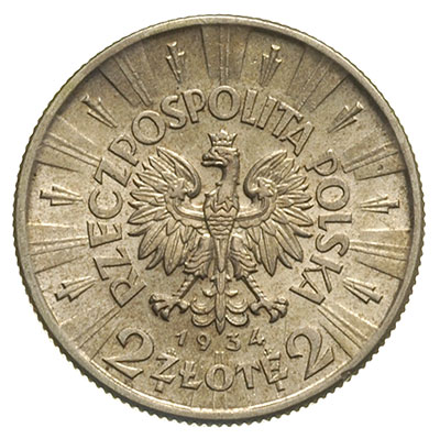 2 złote 1934, Warszawa, Józef Piłsudski, Parchimowicz 111.a, bardzo ładne, delikatna patyna
