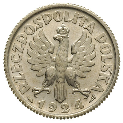 1 złoty 1924, Paryż, Parchimowicz 107.a, wyśmienity stan zachowania, piękne lustro mennicze