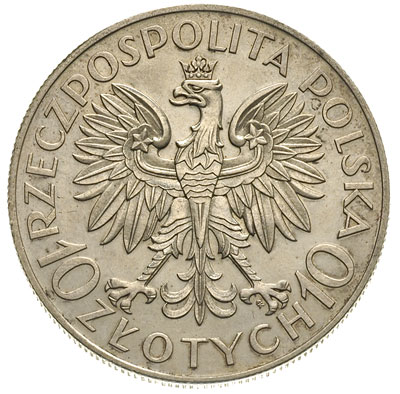 10 złotych 1933, Jan III Sobieski, bez napisu PRÓBA, srebro 22,12 g, Parchimowicz P-153.b, nakład 100 sztuk, moneta wybita stemplem lustrzanym, lekko czyszczona, ale bardzo ładna, rzadka