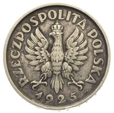 5 złotych 1925, Konstytucja odmiana 100 perełek, srebro 25.08 g, Parchimowicz 113.a, nakład 1.000 sztuk, efektowna i rzadka moneta, patyna