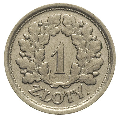 1 złoty 1928, nominał w wieńcu bez napisu PRÓBA, nikiel 6.97 g, Parchimowicz P-126.a, nakład 35 sztuk, rzadka