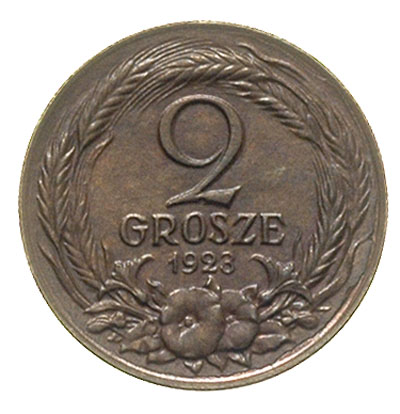 2 grosze 1923, PRÓBA, nominał po obu stronach, b