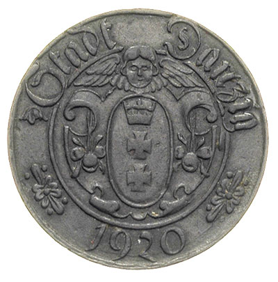 10 fenigów 1920, Gdańsk, odmiana z dużą cyfrą 10