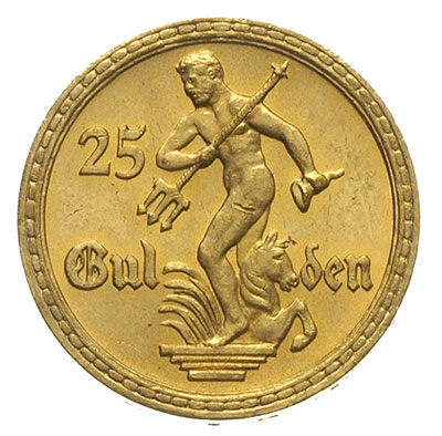 25 guldenów 1930, Berlin, Posąg Neptuna, złoto 7,97 g, Parchimowicz 71, rzadkie i ładnie zachowane