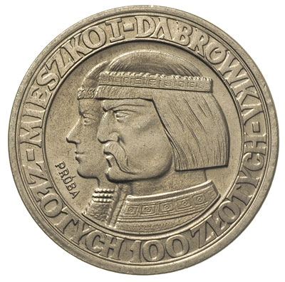 100 złotych 1960, Mieszko i Dąbrówka, Dwie głowy w lewo, Parchimowicz P-346.a, nikiel