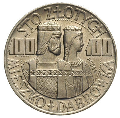 100 złotych 1966, Mieszko i Dąbrówka, Dwie półpostacie, Parchimowicz P-349.b, nikiel