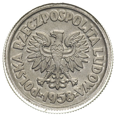 5 złotych 1958, M/S Waryński, Parchimowicz P-231.b, aluminium 3.53 g, nakład ok. 20 sztuk, bardzo rzadkie