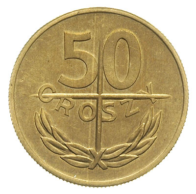 50 groszy 1974, Warszawa, mosiądz 5.25 g, Parchimowicz -, wybita skasowanymi stemplami, bardzo rzadka
