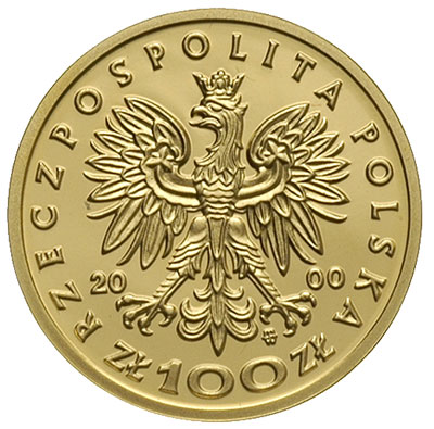 100 złotych 2000, Warszawa, Jan Kazimierz, złoto