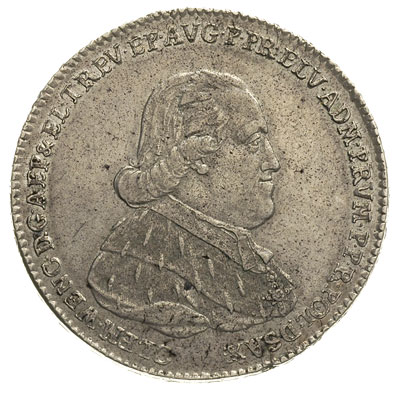 talar 1794, Koblencja, Aw: Popiersie i napis, Rw: Tarcza herbowa i napis, 27.84 g, Schnee 1137, Dav. 2837